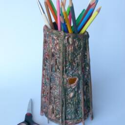 Pen/Pencil Holder, Desktop Organizer, Tower, Home Decor, Mixed Media Object - thumbnail 2