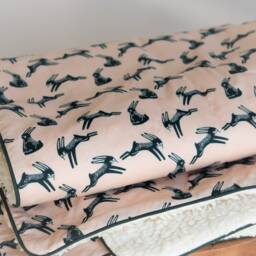 Baby Blanket Crib Soft Made Of 100% Cotton Rabbit Hare Girl Baby Shower Gift Romarin - thumbnail 3