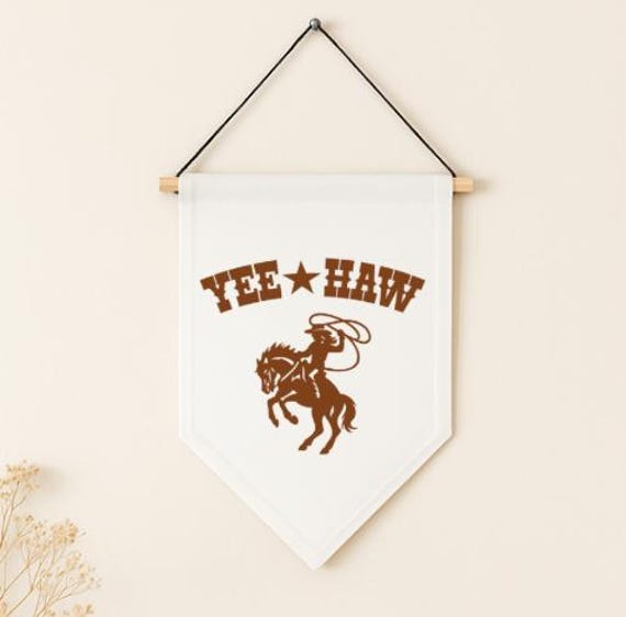 Yee Haw Horse Wall Hanging Flag - Boho Cowgirl Western Room Decor