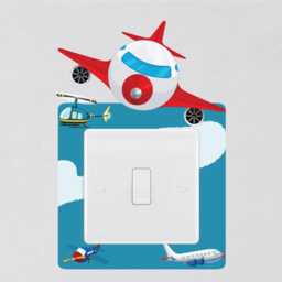 Plane Light Switch Surround Sticker Aeroplane Helicopter Flights Space Child Decal Wall Art Vinyl Kids Boys Girl Bedroom Room Decor - thumbnail 1