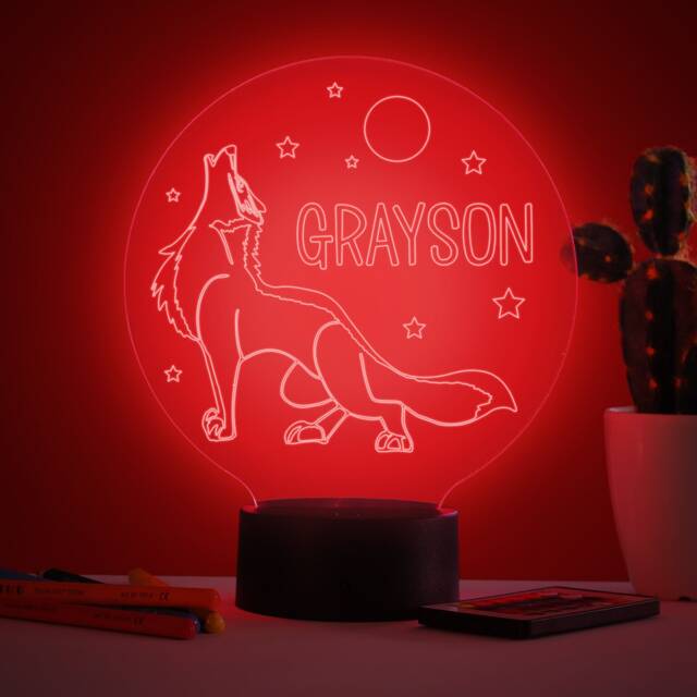 Personalised Wolf Night Light Color Changing Led Kids Room Decor - image 1