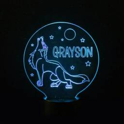 Personalised Wolf Night Light Color Changing Led Kids Room Decor - thumbnail 4