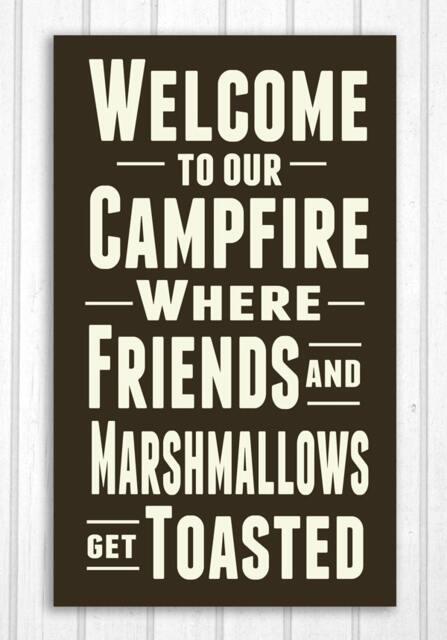 Welcome To Our Campfire Wood Sign Cabin Art