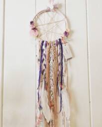 Pink & Purple Dream Catcher. Bow Holder. Hair Bow Hanger, Wall Hanging, Nursery Decor, Girls Decor. Customized Dreamcatcher, Hanger - thumbnail 1