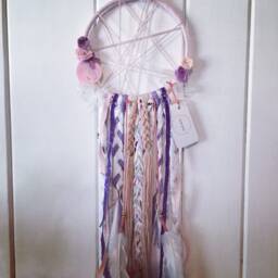 Pink & Purple Dream Catcher. Bow Holder. Hair Bow Hanger, Wall Hanging, Nursery Decor, Girls Decor. Customized Dreamcatcher, Hanger - thumbnail 3