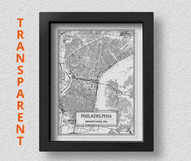 Transparent Philadelphia City Map Detailed Wall Art Print Poster Pennsylvania Gift - image 1
