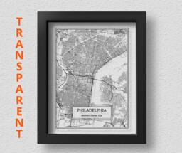 Transparent Philadelphia City Map Detailed Wall Art Print Poster Pennsylvania Gift - thumbnail 1