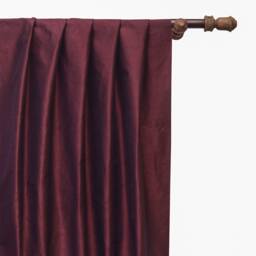 Dark Maroon Art Silk Curtain Panels, Faux Curtains - Rod Pocket, Grommet, Box Pleat, Three Pinch Tab Top & Plain Ring Top - thumbnail 1