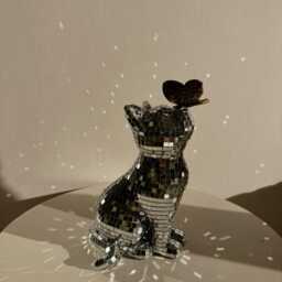 Disco Cat With Butterfly Playful Home Decor - thumbnail 3