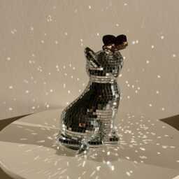 Disco Cat With Butterfly Playful Home Decor - thumbnail 2