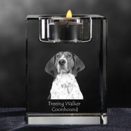 Treeing Walker Coonhound - Crystal Candlestick With Dog, Souvenir, Decoration, Limited Edition, Collection - thumbnail 3