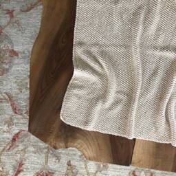 Hand-Knit Baby Blanket/Cream - Natural White Seed Moss Stitch Textured 100% Pima Cotton Hand-Made Shower Gift - thumbnail 3
