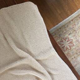 Hand-Knit Baby Blanket/Cream - Natural White Seed Moss Stitch Textured 100% Pima Cotton Hand-Made Shower Gift - thumbnail 2