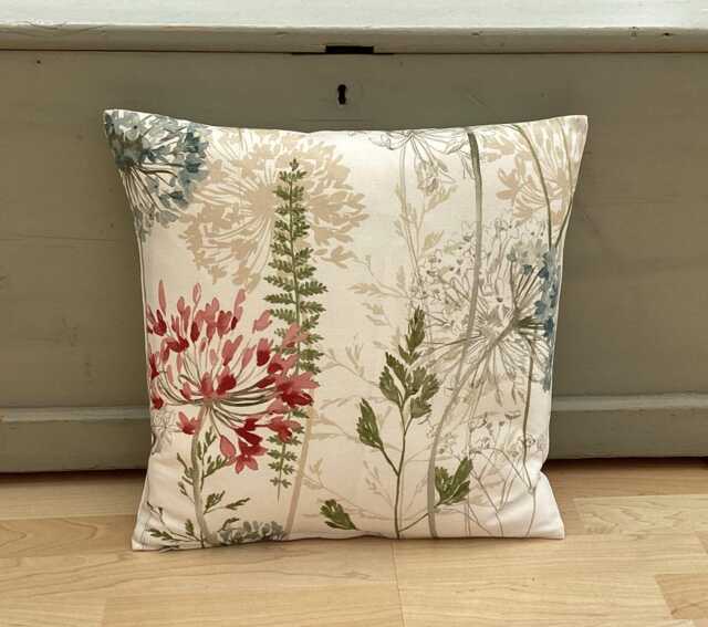 Handmade Floral Linen Throw Pillow Cover Double-Sided Country Design - image 1