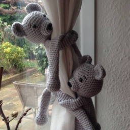 A Pair Of Bear Nursery Curtain Ties. Crochet Curtain Tiebacks. Animal Tie Backs. Decoration Newborn New Parents Gift - thumbnail 2
