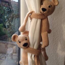A Pair Of Bear Nursery Curtain Ties. Crochet Curtain Tiebacks. Animal Tie Backs. Decoration Newborn New Parents Gift - thumbnail 3