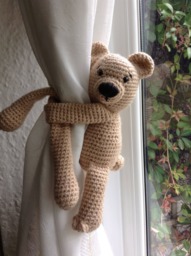A Pair Of Bear Nursery Curtain Ties. Crochet Curtain Tiebacks. Animal Tie Backs. Decoration Newborn New Parents Gift - thumbnail 1