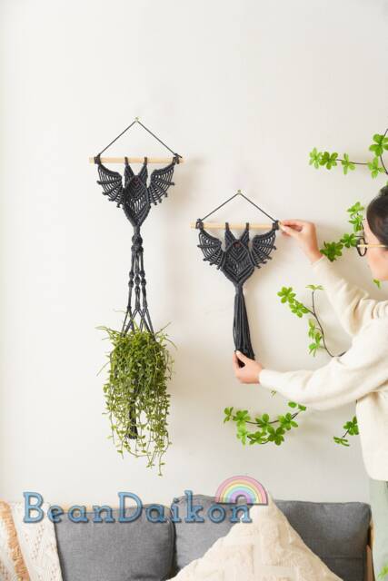 Halloween Decor Bat Gothic Home Witchy Macrame Wall Hanging Goth Decoration Spooky W52 - image 1
