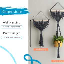 Halloween Decor Bat Gothic Home Witchy Macrame Wall Hanging Goth Decoration Spooky W52 - thumbnail 3