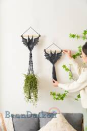 Halloween Decor Bat Gothic Home Witchy Macrame Wall Hanging Goth Decoration Spooky W52