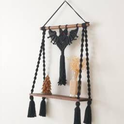 Halloween Decor Bat Gothic Home Witchy Macrame Wall Hanging Goth Decoration Spooky W52 - thumbnail 4