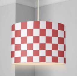 Lampshade - Nursery Ceiling Or Table Lampshade, Red & White Checkered Lampshade, Childrens Round Kids Lampshade - thumbnail 1