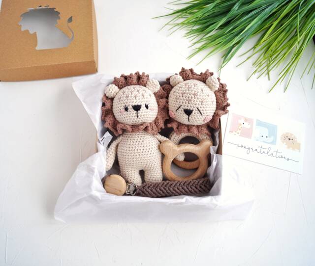 Baby Lion Gift Set, Gender Neutral For Newborn, Lion Baby Box Safari Shower - image 1