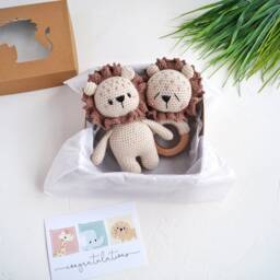 Baby Lion Gift Set, Gender Neutral For Newborn, Lion Baby Box Safari Shower - thumbnail 2