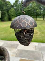 Birdfeeder Hanging Acorn Peanuts Nuts Holder Feeder Birds Bronze Effect Garden