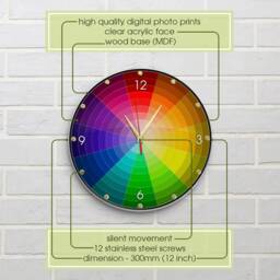Colorful Wall Clock, Color Wheel Acrylic Unique Gift, Large Clock For Home, Silent Gift Her - thumbnail 3