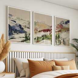Alpine Valley Poster Set Of 3 Abstract Brushstroke Style Wall Art - thumbnail 2