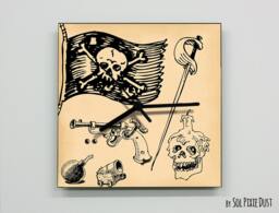 Pirates Flag Wall Clock - Kids Nursery Room, Teens Baby Room - thumbnail 1