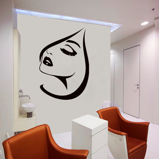 Woman Face Lashes Wall Decal Beauty Salon Decor T62 - image 1