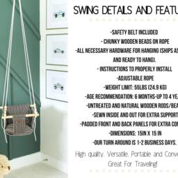 Lemons Baby Swing, Ships 1-3 Business Days, First Birthday Gift, High Back Nursery Toy, Indoor Toddler Cloth - thumbnail 2