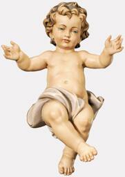 Baby Jesus With Cradle, Polychrome, Small, Large, Rare Statue, Nativity Christmas Krippe Groden, Holz Krippe - thumbnail 3