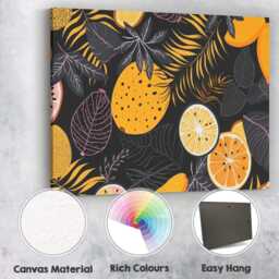 Dark Tropical Citrus Fruit Botanical Leaf Pattern Canvas Wall Art Print Decor Picture Ready To Hang - thumbnail 2