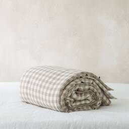 Linen Duvet Cover Gingham, Checkered Bedding, Natural Gingham Covers Queen, Full, Twin, Double - thumbnail 3