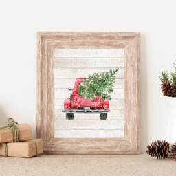 Red Christmas Truck Decor, Christmas Printables, Christmas Wall Decor, Sign, Art, Holiday Printables - thumbnail 1