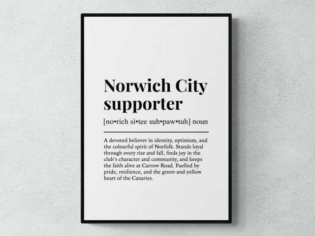 Norwich City Supporter Funny Definition Sport Football Gift Wall Art Print - image 1