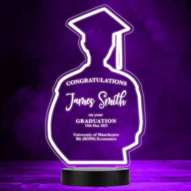 Graduate Silhouette Congratulations Graduation University Led Colour Night Light - image 1