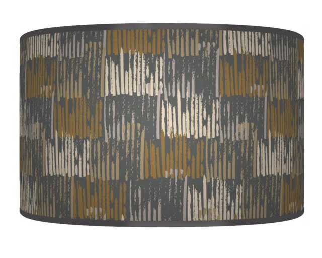 Abstract Lampshade - Ochre, Gold & Grey Drum Pendant Light Handmade Modern Ceiling Shade For Artistic Home Decor - image 1