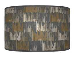 Abstract Lampshade - Ochre, Gold & Grey Drum Pendant Light Handmade Modern Ceiling Shade For Artistic Home Decor - thumbnail 1