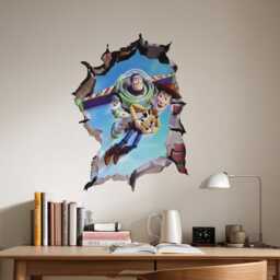 Toy Story Buzz Lightyear & Woody Flying Through The Wall Decal Bedroom Decoration Vinyl Sticker - thumbnail 2