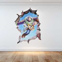 Toy Story Buzz Lightyear & Woody Flying Through The Wall Decal Bedroom Decoration Vinyl Sticker - thumbnail 1