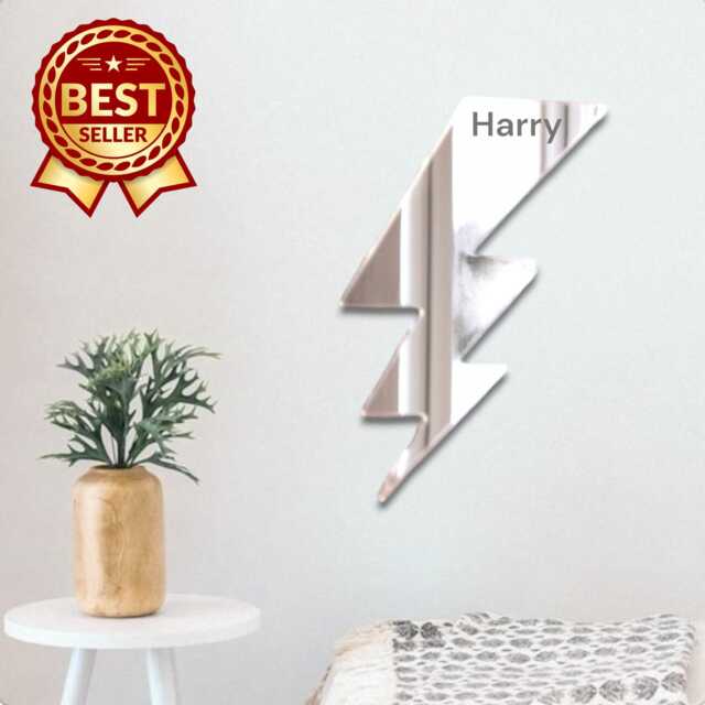 Lightning Bolt Acrylic Mirror Wall Art - Personalized Engraving - image 1