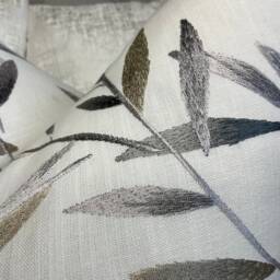 Leaf Trail Cushion Cover, Pillow Cover Throw John Lewis Langley Furnishing Fabric, Gold-Grey- White - Embroidered Leaves/Double Sided - thumbnail 4