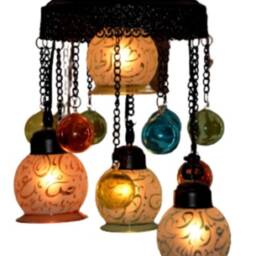 4 Arabic Oriental Handmade Blown Glass Chandelier Lighting Made From Pyrex - thumbnail 3