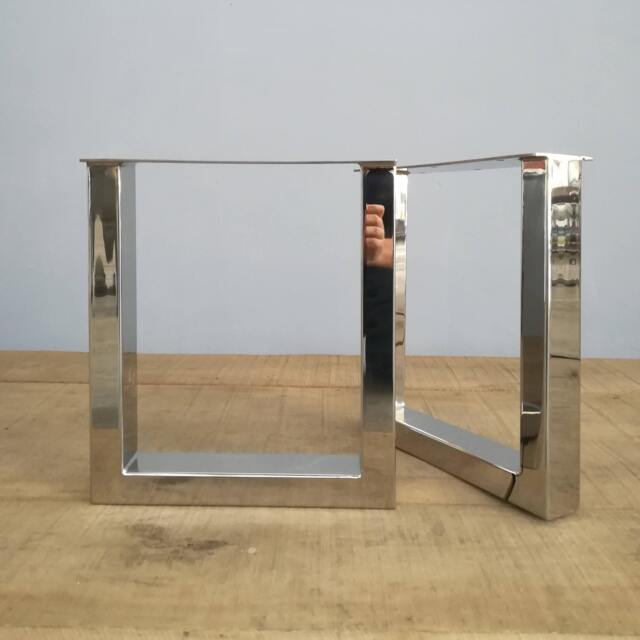 Stainless Steel Bench Legs, Chrome Coffee Table Customizable Sizes - Set Of 2 - image 1