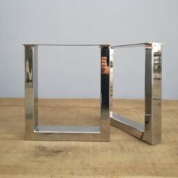 Stainless Steel Bench Legs, Chrome Coffee Table Customizable Sizes - Set Of 2
