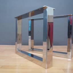 Stainless Steel Bench Legs, Chrome Coffee Table Customizable Sizes - Set Of 2 - thumbnail 3